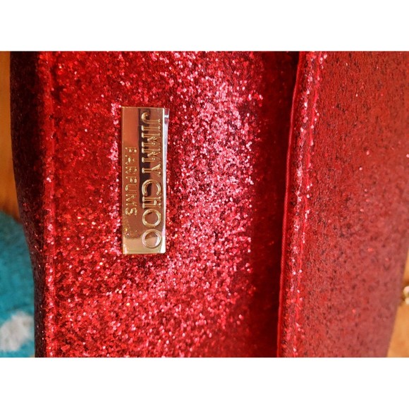Jimmy Choo Parfums Red Sparkly Purse With Chain Strap - Picture 5 of 11